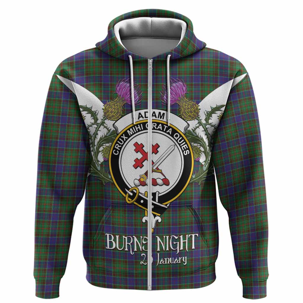 Adam Tartan Family Crest Hoodie Scottish Burns Night Thistle Floral