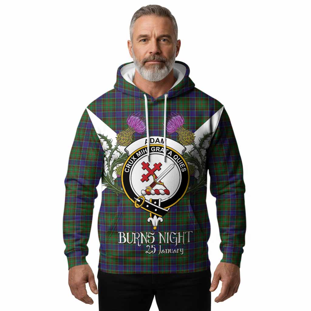 Adam Tartan Family Crest Hoodie Scottish Burns Night Thistle Floral