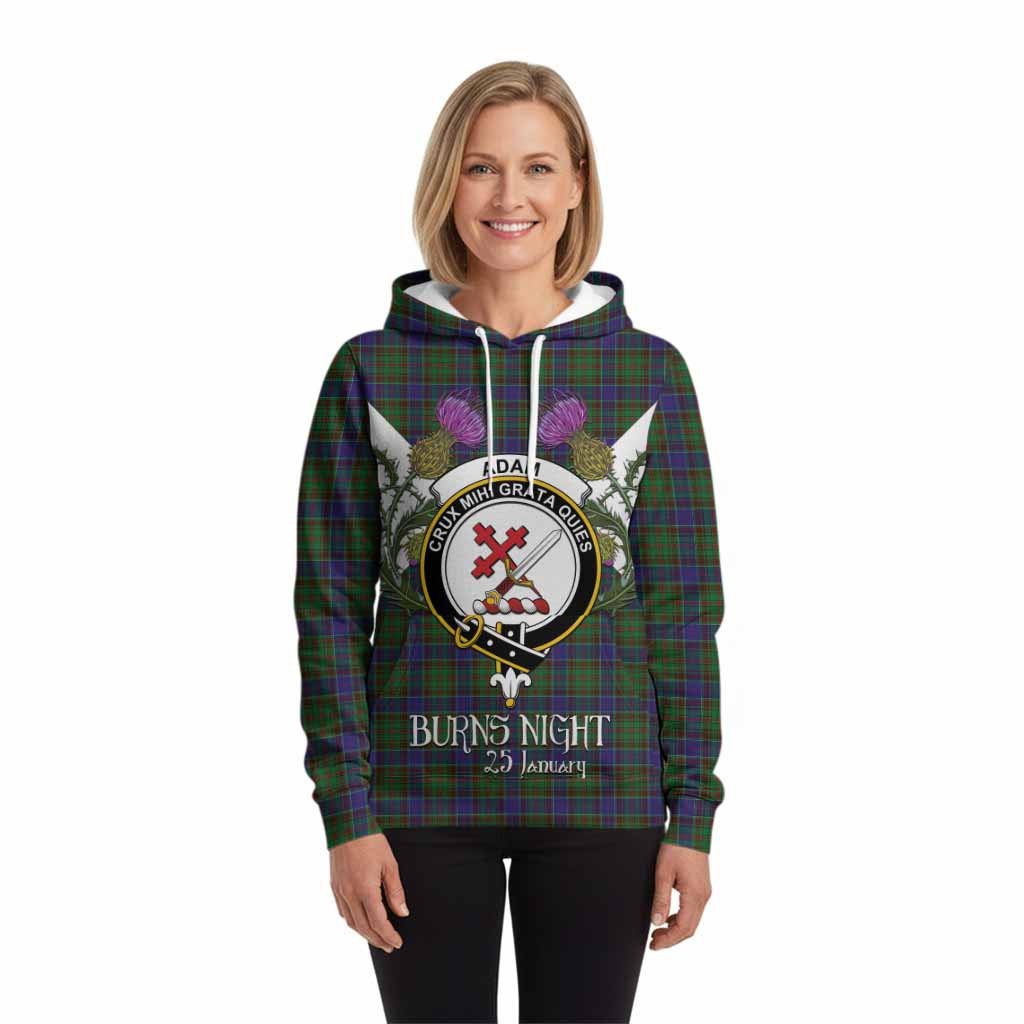 Adam Tartan Family Crest Hoodie Scottish Burns Night Thistle Floral