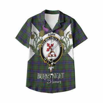 Adam Tartan Family Crest Kid Hawaiian Shirt Scottish Burns Night Thistle Floral