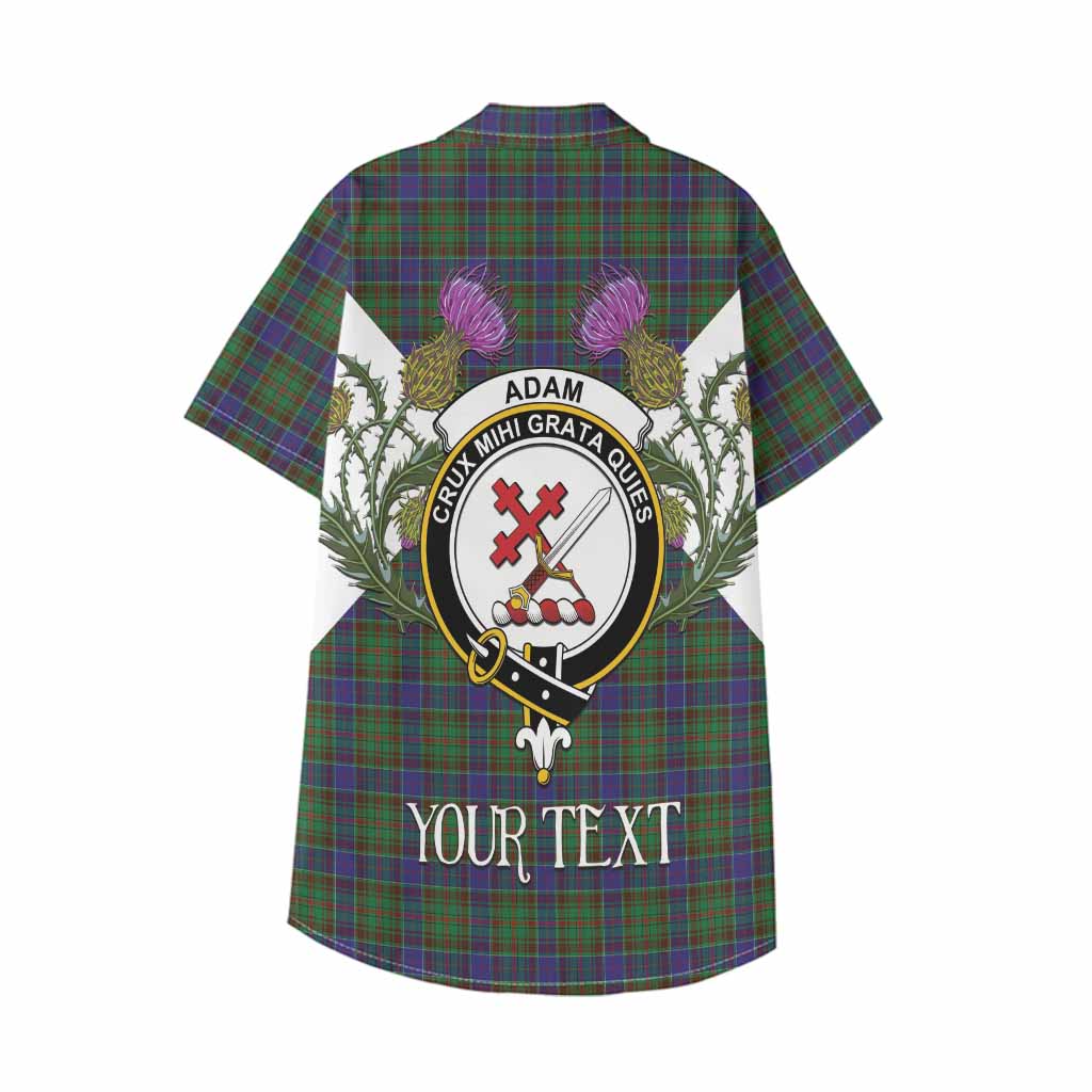 Adam Tartan Family Crest Kid Hawaiian Shirt Scottish Burns Night Thistle Floral