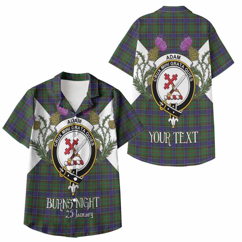 Adam Tartan Family Crest Kid Hawaiian Shirt Scottish Burns Night Thistle Floral