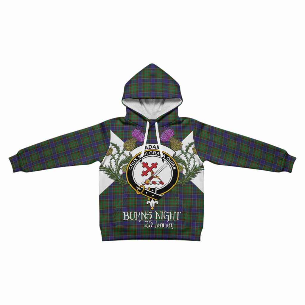 Adam Tartan Family Crest Kid Hoodie Scottish Burns Night Thistle Floral