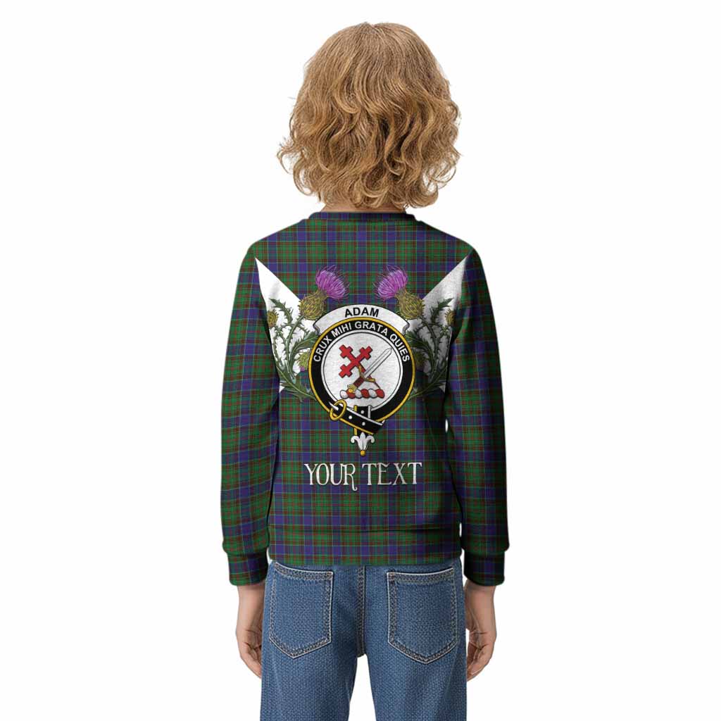 Adam Tartan Family Crest Kid Knitted Sweatshirt Scottish Burns Night Thistle Floral