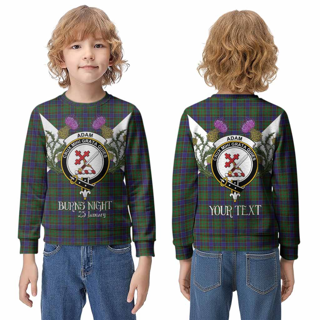 Adam Tartan Family Crest Kid Knitted Sweatshirt Scottish Burns Night Thistle Floral