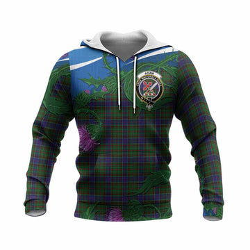 Adam Tartan Family Crest Knitted Hoodie Thistle in Minimalism