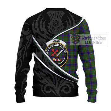 Adam Tartan Family Crest Knitted Sweater Celtic Scottish Thistle Floral
