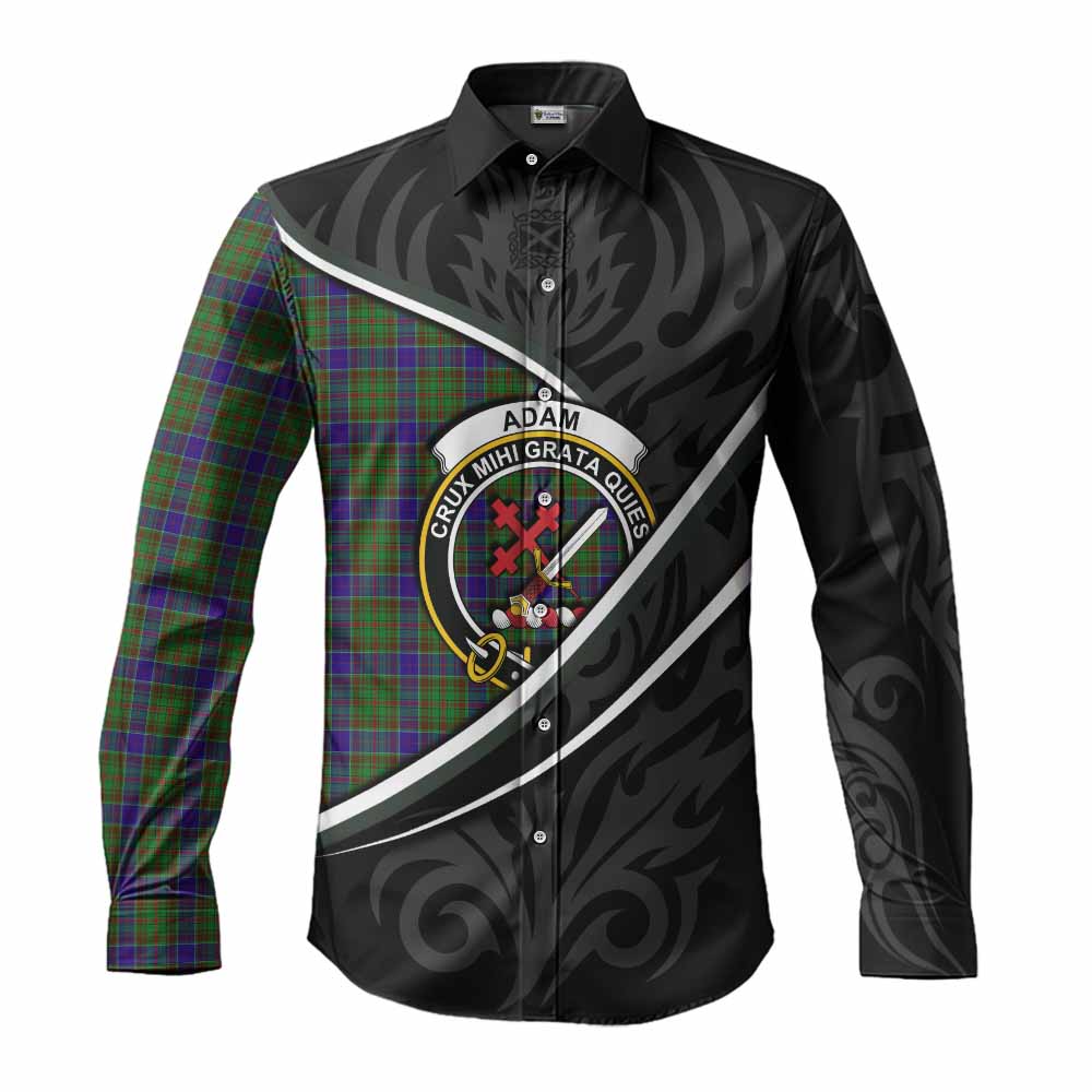 Adam Tartan Family Crest Long Sleeve Button Shirts Celtic Scottish Thistle Floral - Tartan Vibes Clothing