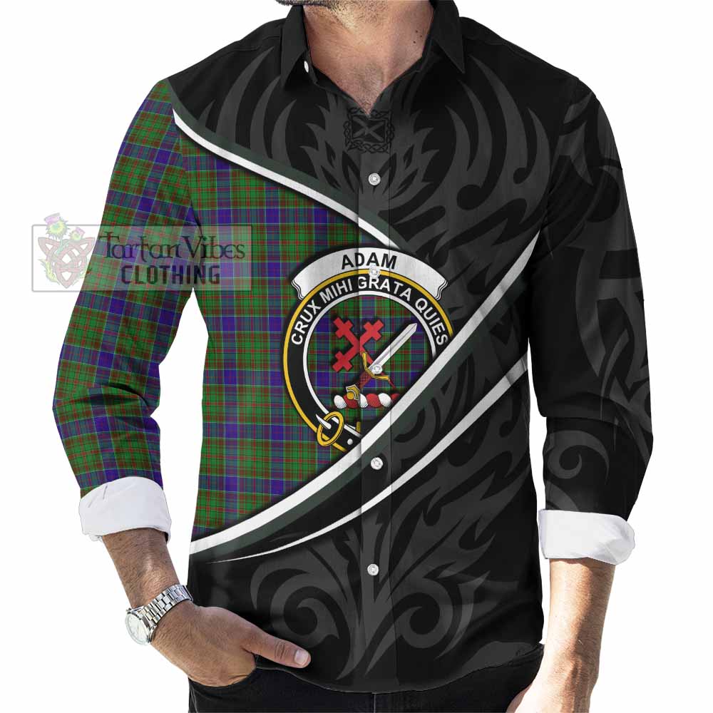 Adam Tartan Family Crest Long Sleeve Button Shirts Celtic Scottish Thistle Floral - Tartan Vibes Clothing