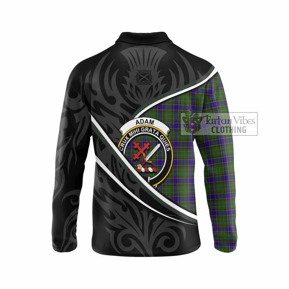 Adam Tartan Family Crest Long Sleeve Polo Shirt Celtic Scottish Thistle Floral - Tartan Vibes Clothing