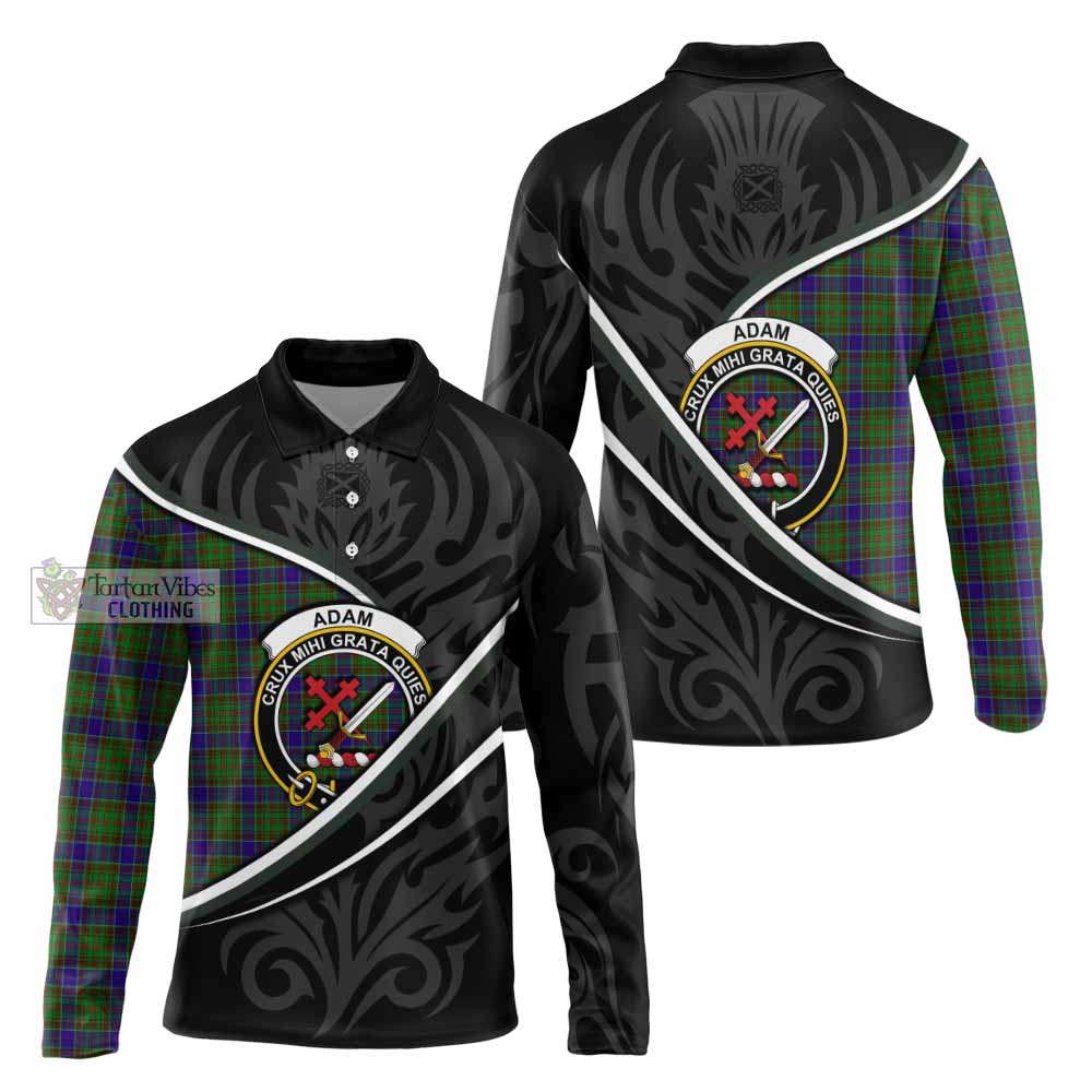 Adam Tartan Family Crest Long Sleeve Polo Shirt Celtic Scottish Thistle Floral - Tartan Vibes Clothing