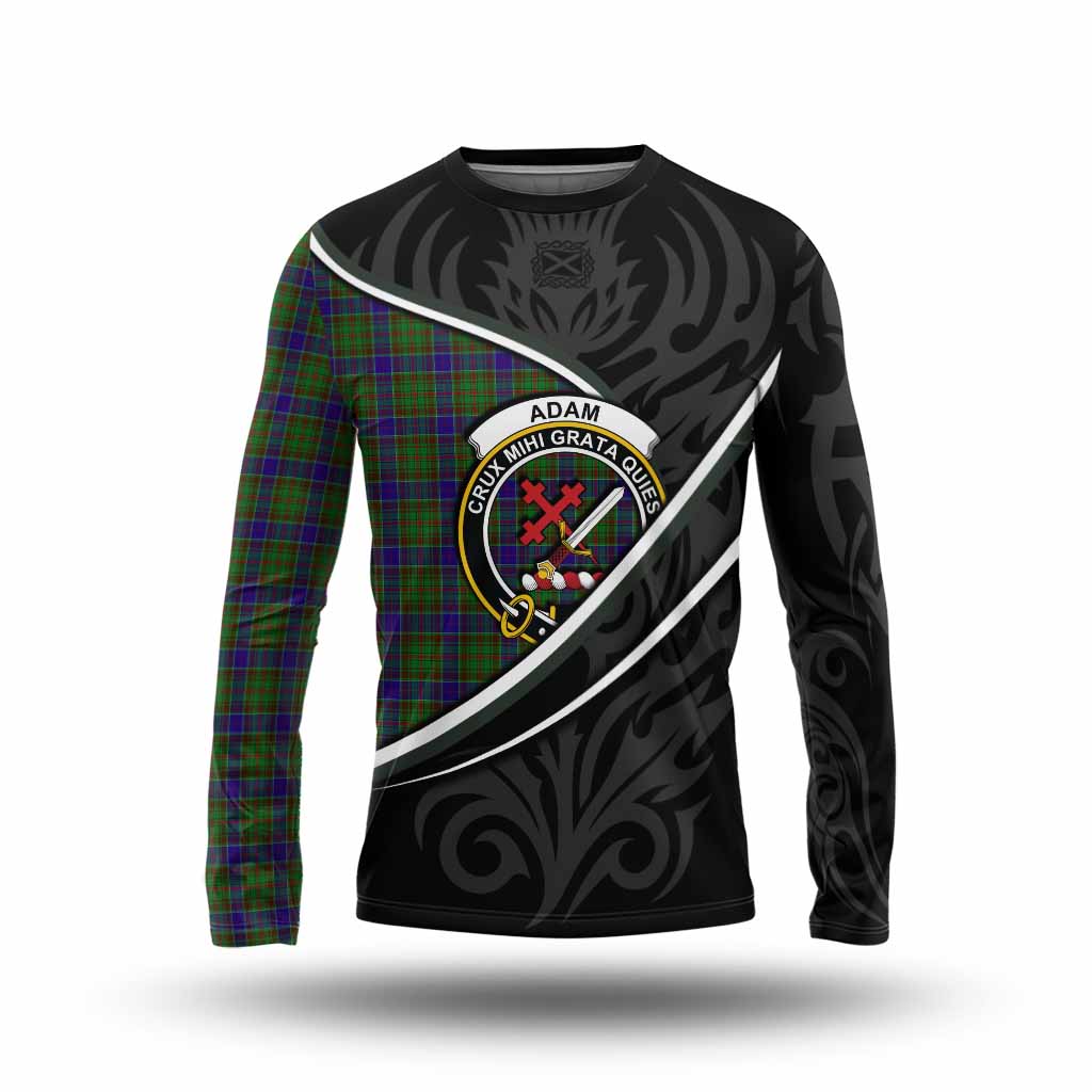 Adam Tartan Family Crest Long Sleeve T-Shirt Celtic Scottish Thistle Floral - Tartan Vibes Clothing