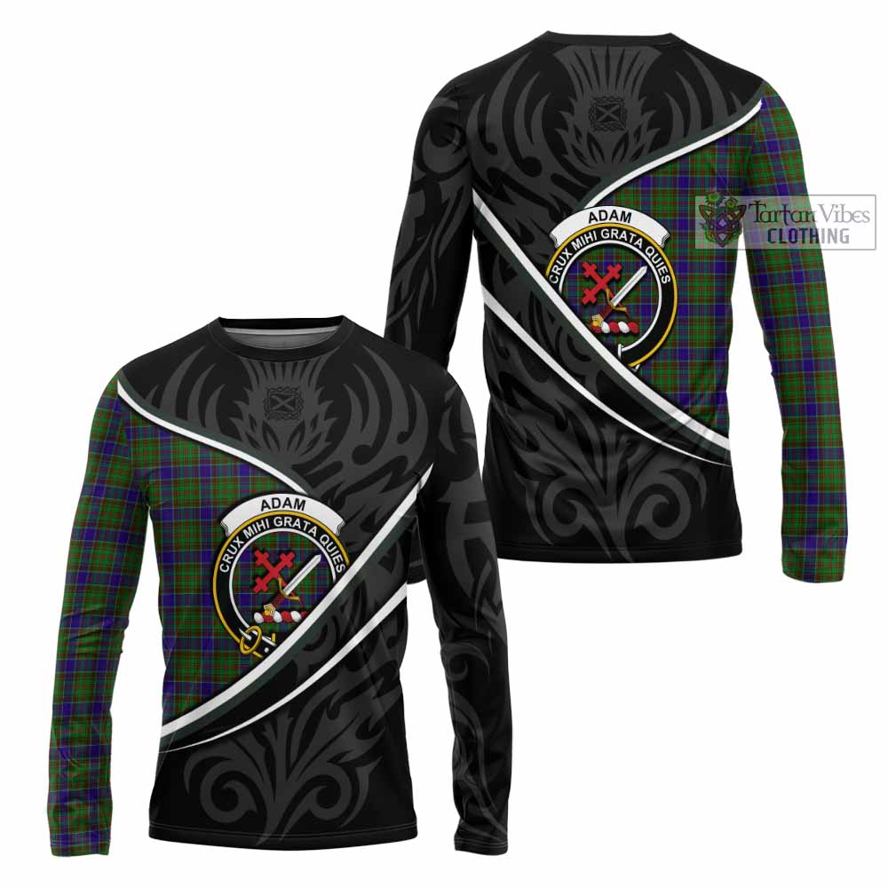 Adam Tartan Family Crest Long Sleeve T-Shirt Celtic Scottish Thistle Floral - Tartan Vibes Clothing