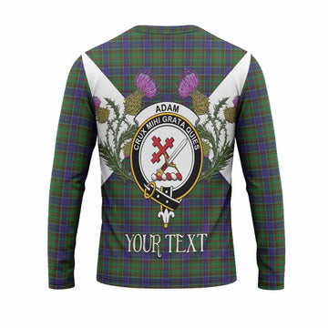 Adam Tartan Family Crest Long Sleeve T-Shirt Scottish Burns Night Thistle Floral