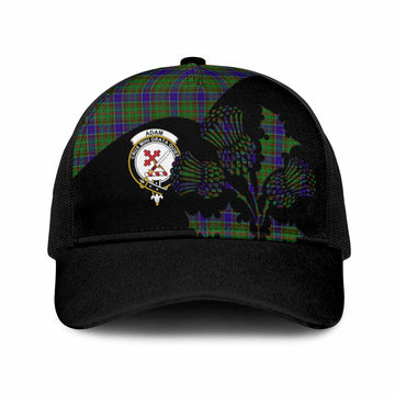 Adam Tartan Family Crest Mesh Trucker Cap Scotland Thistle Floral Flag Style