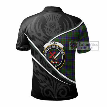 Adam Tartan Family Crest Polo Shirt Celtic Scottish Thistle Floral