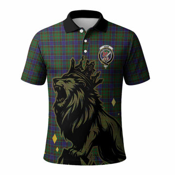 Adam Tartan Family Crest Polo Shirt Crowned Lion Roaring