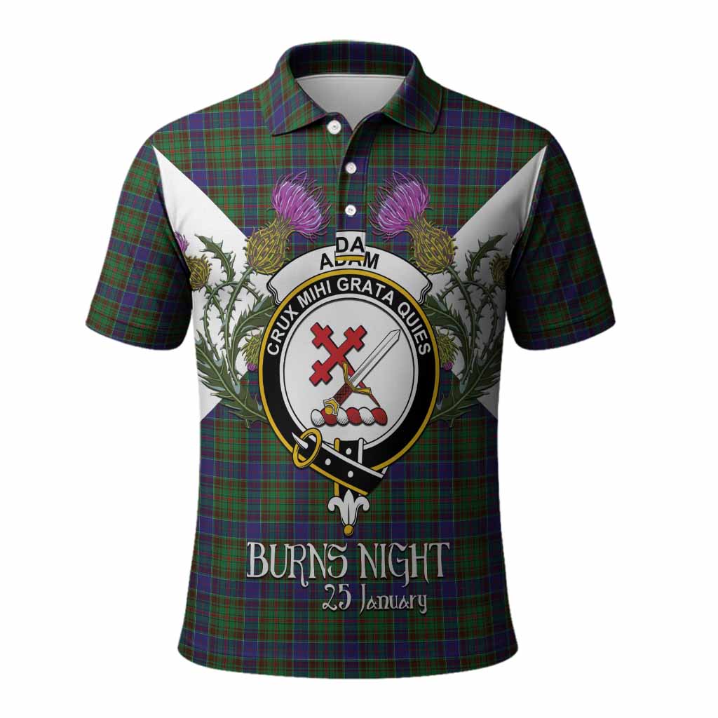 Adam Tartan Family Crest Polo Shirt Scottish Burns Night Thistle Floral