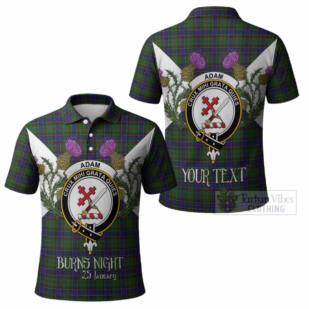 Adam Tartan Family Crest Polo Shirt Scottish Burns Night Thistle Floral