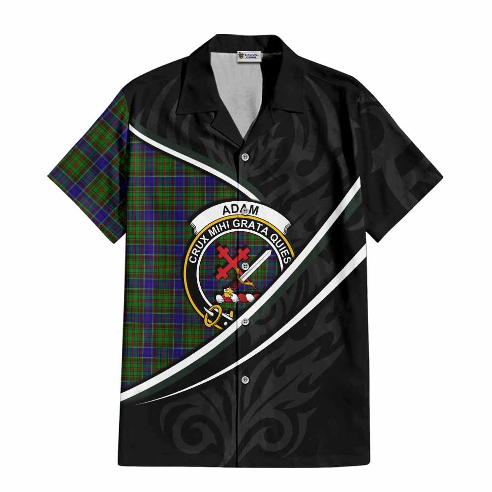 Adam Tartan Family Crest Short Sleeve Button Shirt Celtic Scottish Thistle Floral - Tartan Vibes Clothing