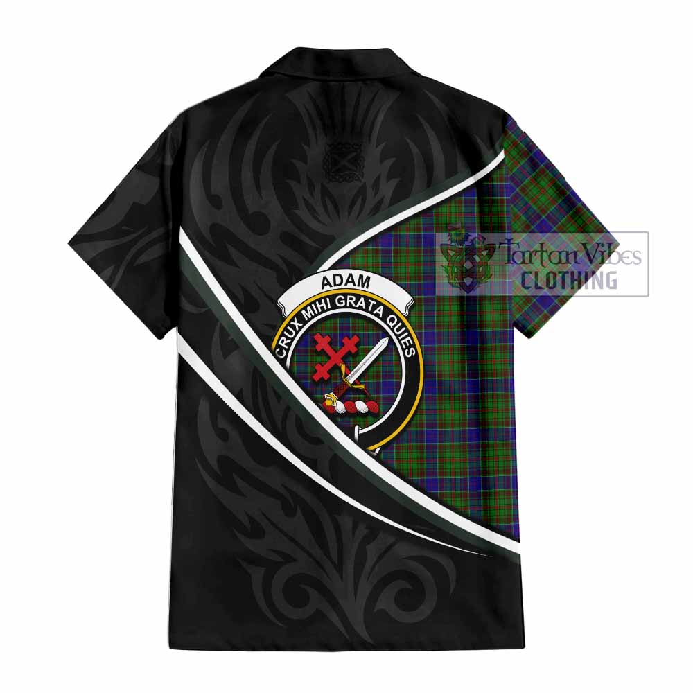 Adam Tartan Family Crest Short Sleeve Button Shirt Celtic Scottish Thistle Floral - Tartan Vibes Clothing