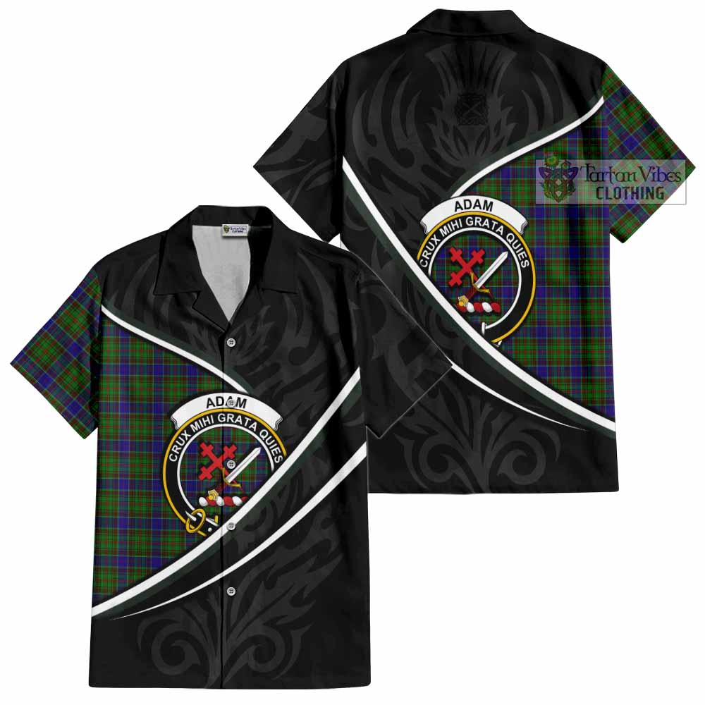 Adam Tartan Family Crest Short Sleeve Button Shirt Celtic Scottish Thistle Floral - Tartan Vibes Clothing