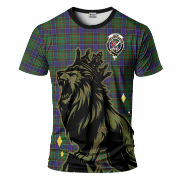 Adam Tartan Family Crest T-Shirt Crowned Lion Roaring