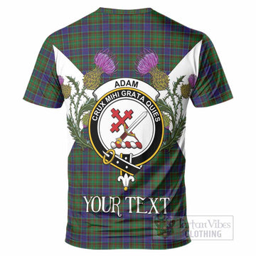Adam Tartan Family Crest T-Shirt Scottish Burns Night Thistle Floral