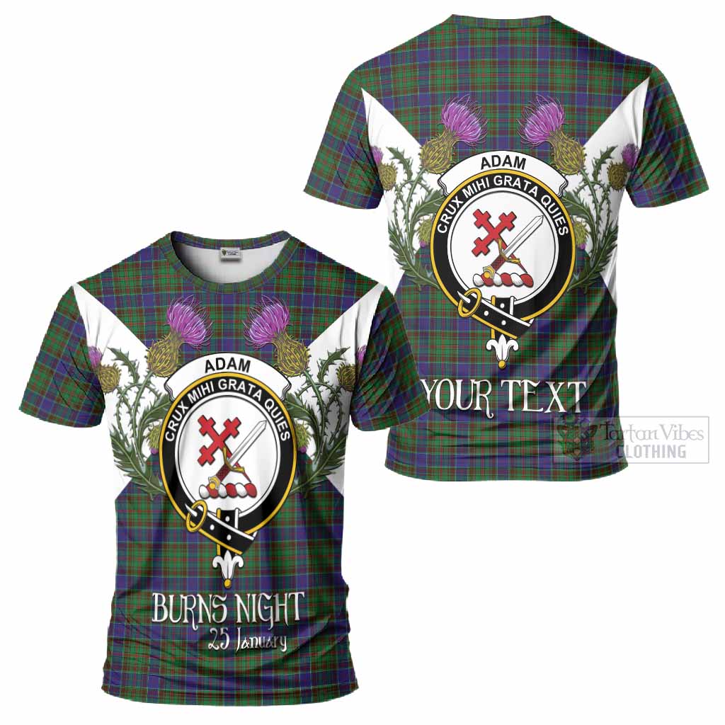 Adam Tartan Family Crest T-Shirt Scottish Burns Night Thistle Floral