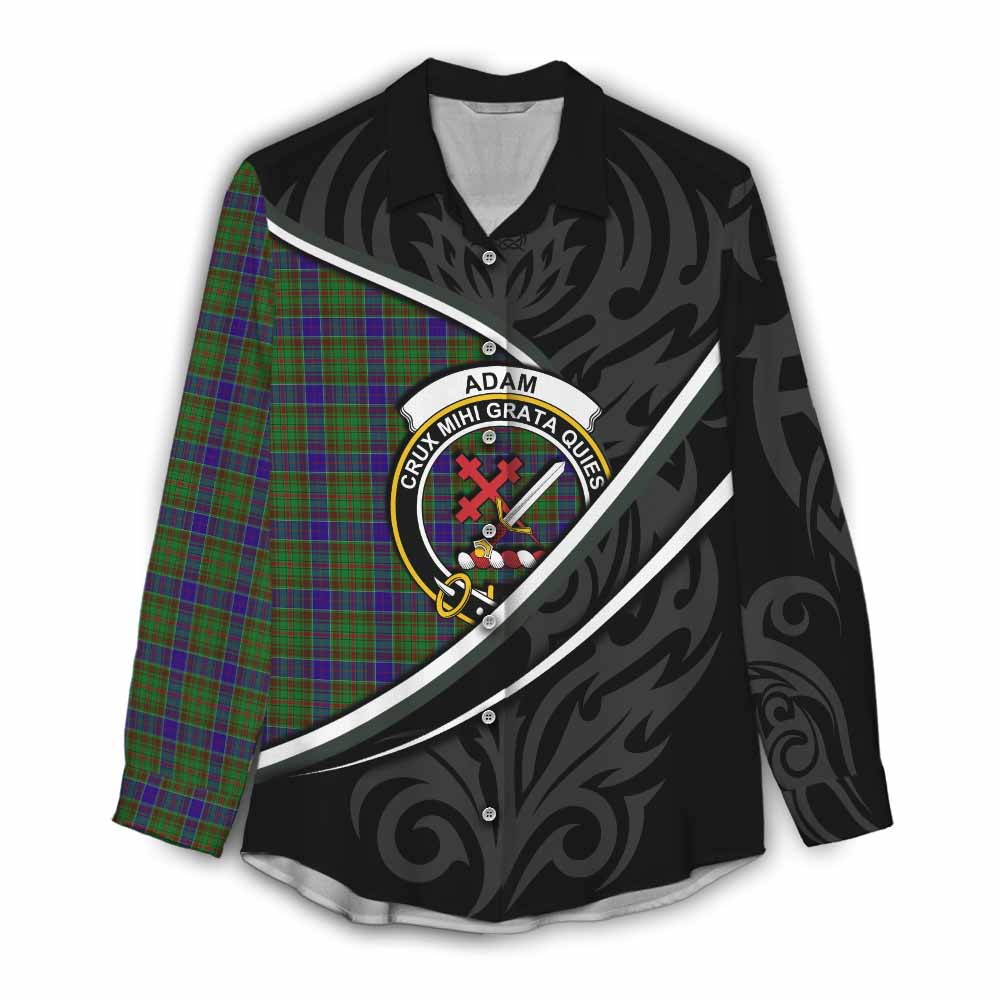 Adam Tartan Family Crest Women Casual Shirt Celtic Scottish Thistle Floral - Tartan Vibes Clothing