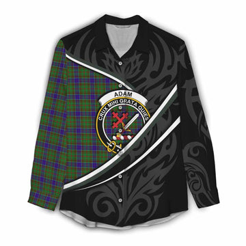 Adam Tartan Family Crest Women Casual Shirt Celtic Scottish Thistle Floral - Tartan Vibes Clothing