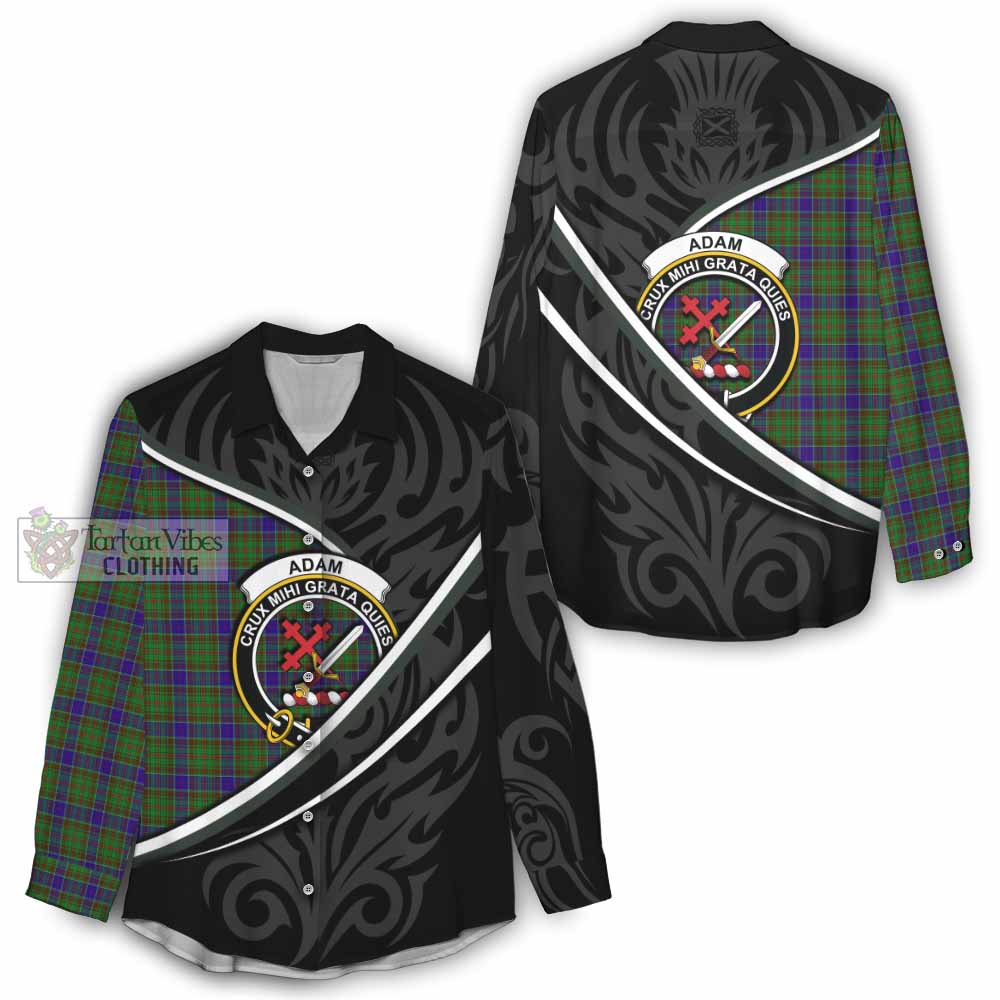 Adam Tartan Family Crest Women Casual Shirt Celtic Scottish Thistle Floral - Tartan Vibes Clothing