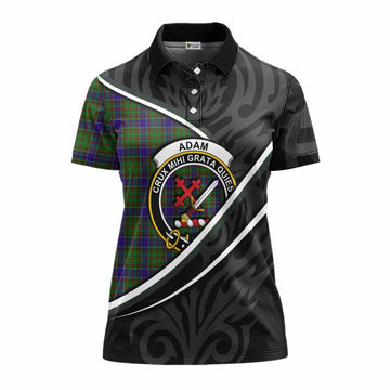 Adam Tartan Family Crest Women's Polo Shirt Celtic Scottish Thistle Floral