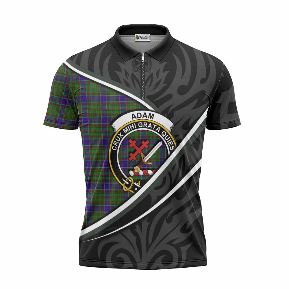 Adam Tartan Family Crest Zipper Polo Shirt Celtic Scottish Thistle Floral - Tartan Vibes Clothing