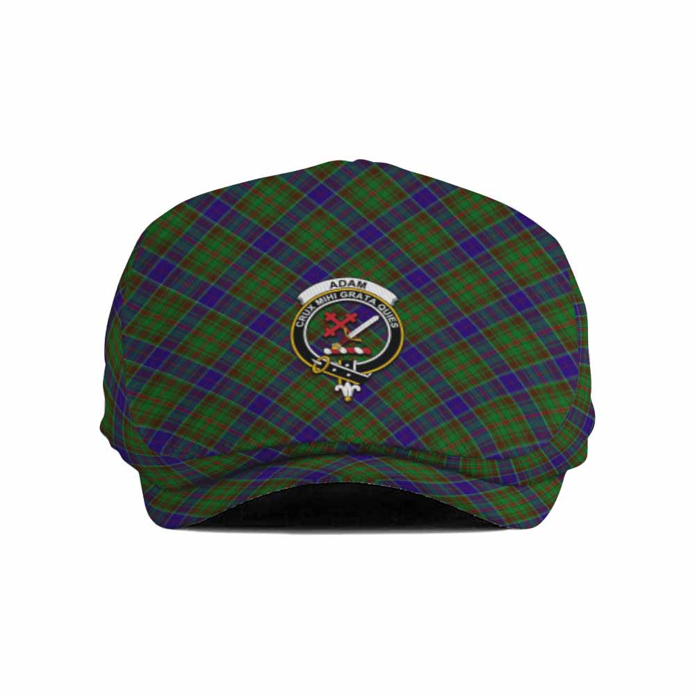 Adam Tartan Flat Cap, Jeff Cap Cross Style with Family Crest - Tartan Vibes Clothing