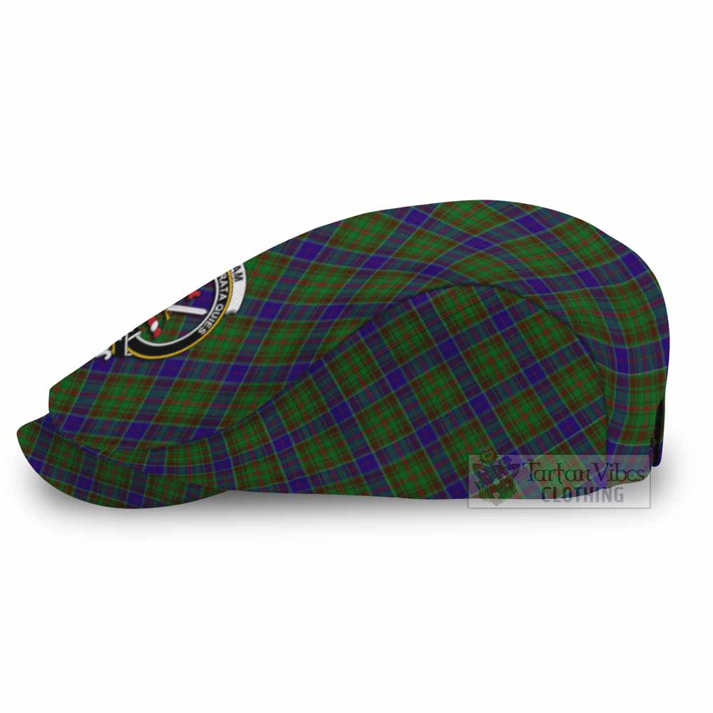 Adam Tartan Flat Cap, Jeff Cap Cross Style with Family Crest - Tartan Vibes Clothing