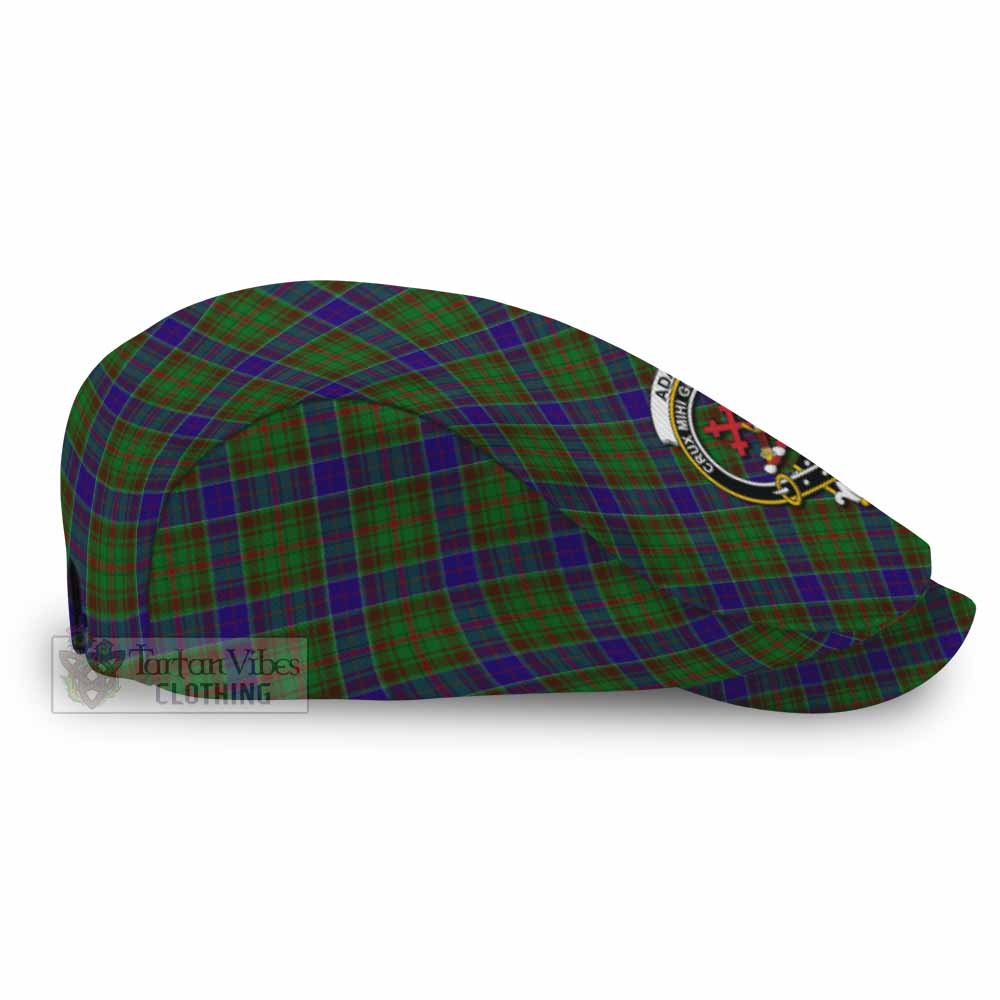 Adam Tartan Flat Cap, Jeff Cap Cross Style with Family Crest - Tartan Vibes Clothing