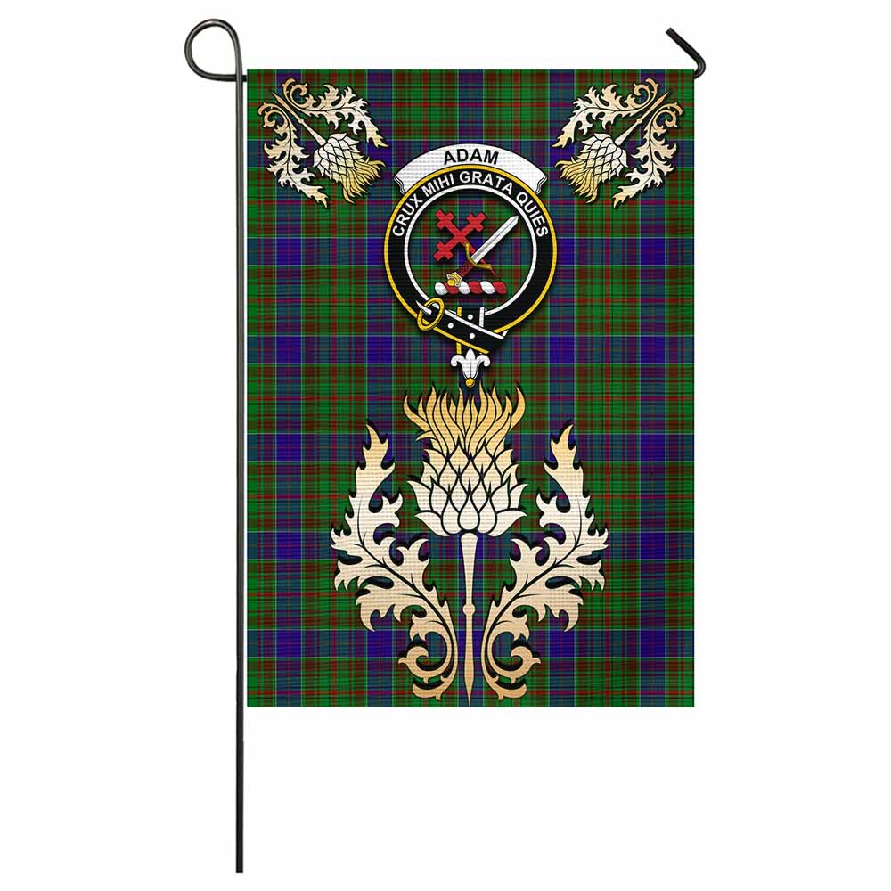 Adam Tartan Garden Flag with Golden Regal Scottish Thistle Emblem - Tartan Vibes Clothing