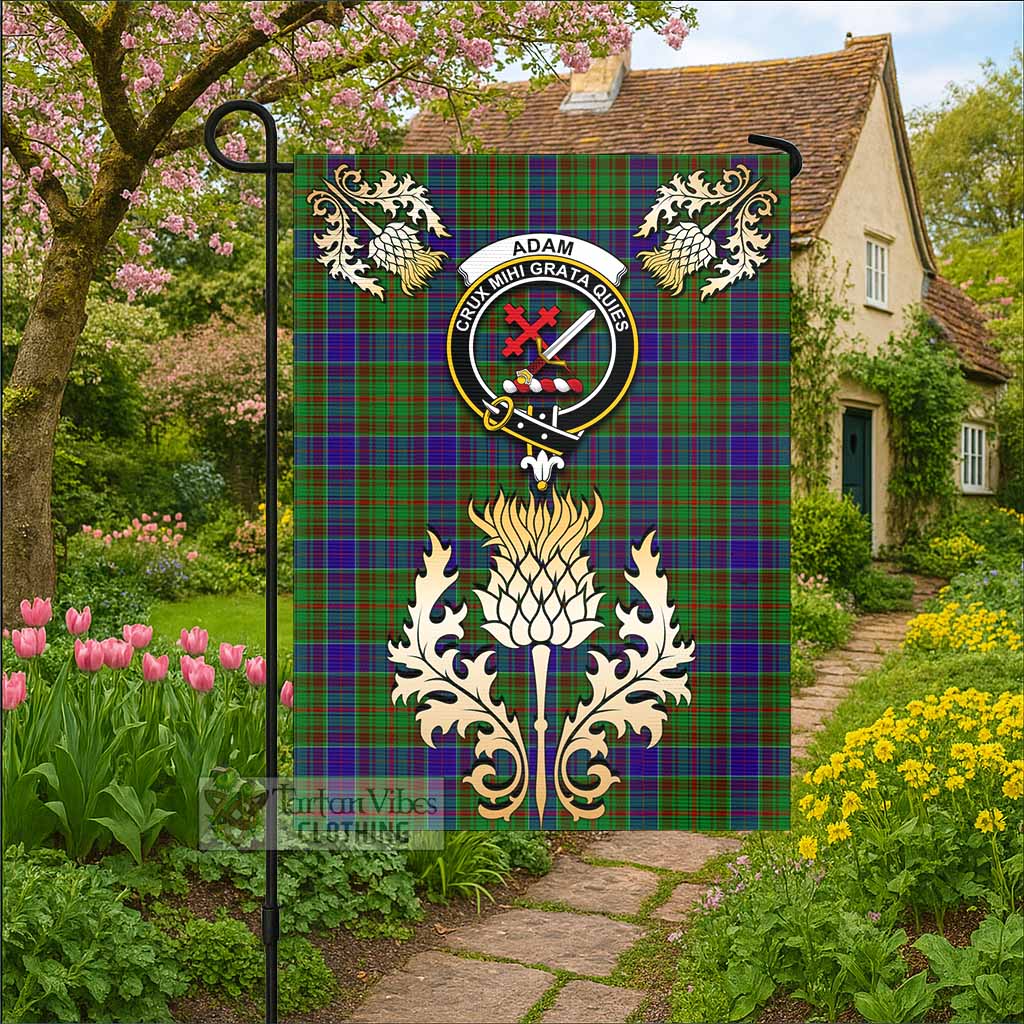 Adam Tartan Garden Flag with Golden Regal Scottish Thistle Emblem - Tartan Vibes Clothing