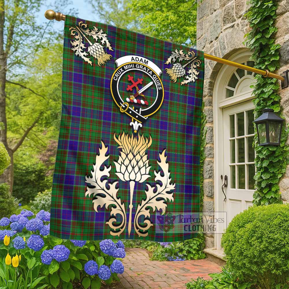 Adam Tartan Garden Flag with Golden Regal Scottish Thistle Emblem - Tartan Vibes Clothing