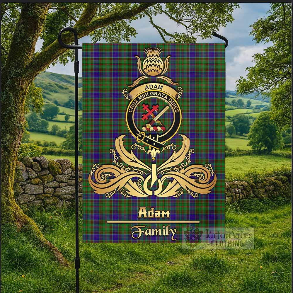 Adam Tartan Garden Flag with Highland Thistle Cherish Family Crest Style - Tartan Vibes Clothing