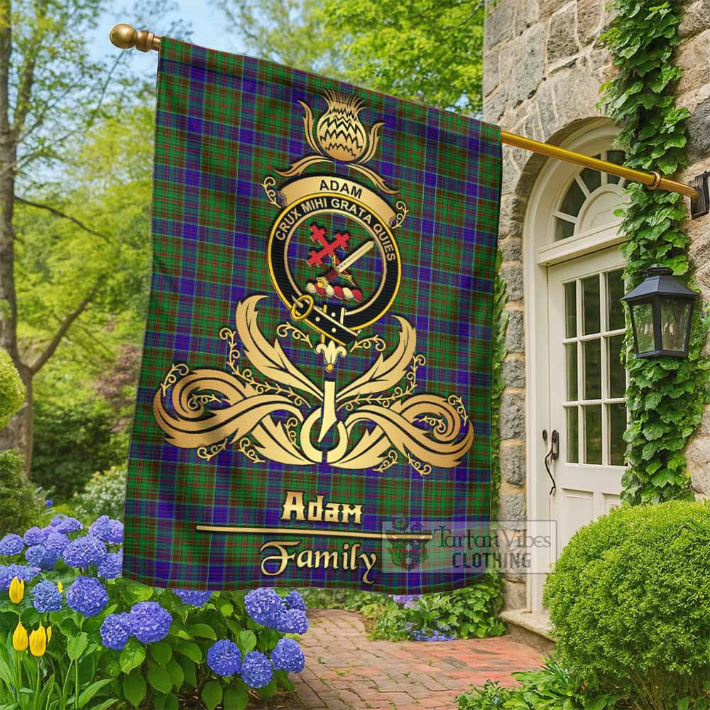 Adam Tartan Garden Flag with Highland Thistle Cherish Family Crest Style - Tartan Vibes Clothing