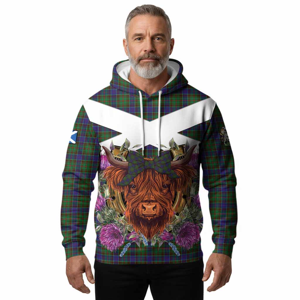 Adam Tartan Hoodie Scottish Thistle Heilan Coo
