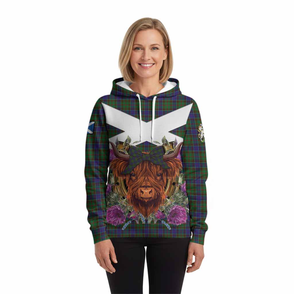 Adam Tartan Hoodie Scottish Thistle Heilan Coo