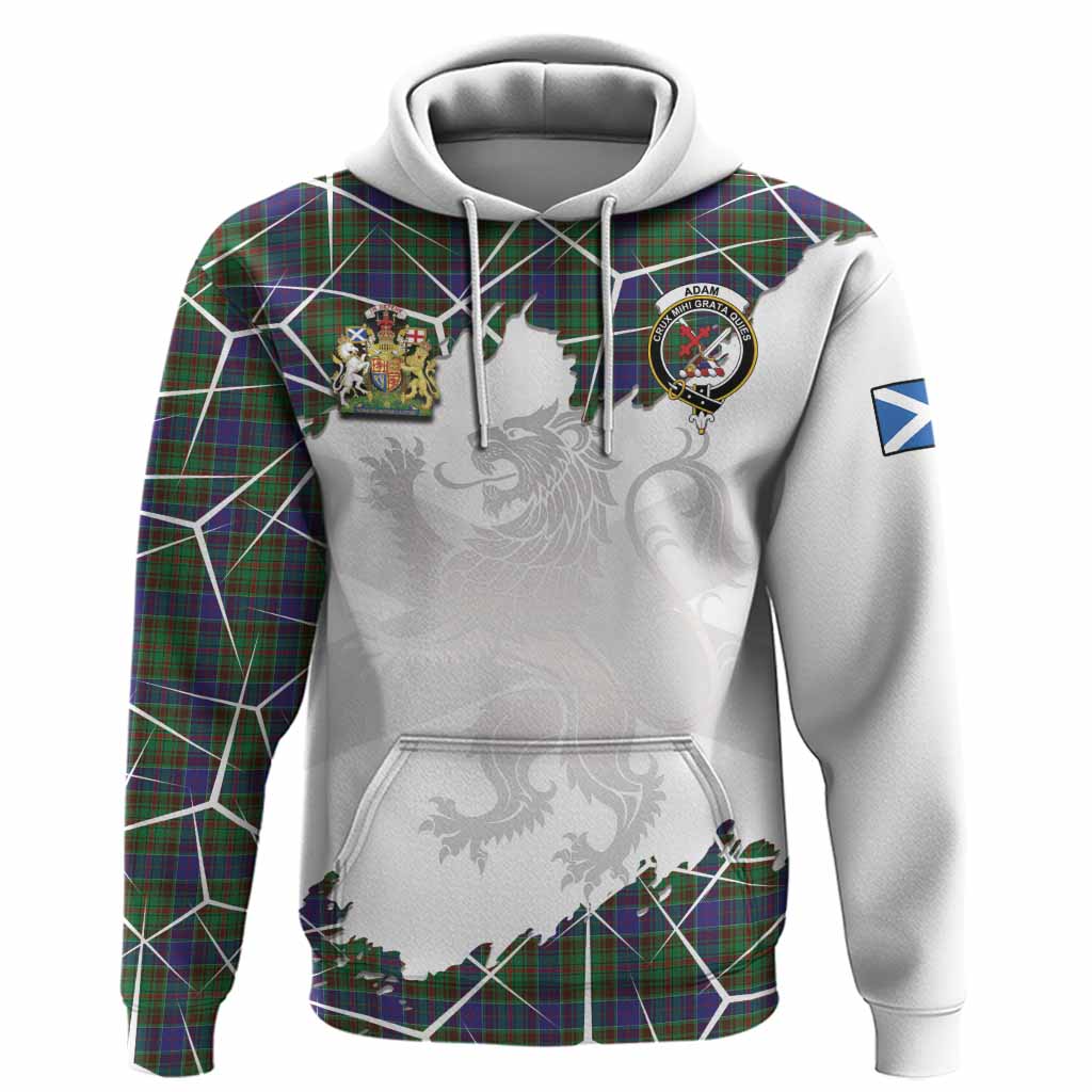 Adam Tartan Hoodie with Family Crest and Lion Rampant Grunge Style