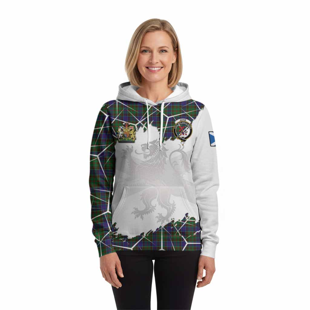 Adam Tartan Hoodie with Family Crest and Lion Rampant Grunge Style