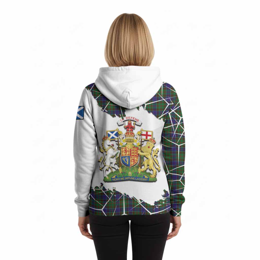 Adam Tartan Hoodie with Family Crest and Lion Rampant Grunge Style