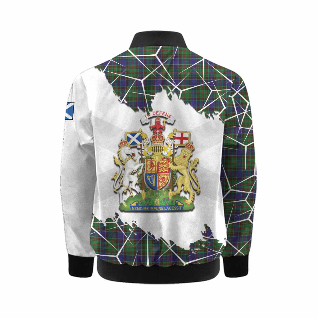 Adam Tartan Kid Bomber Jacket with Family Crest and Lion Rampant Grunge Style