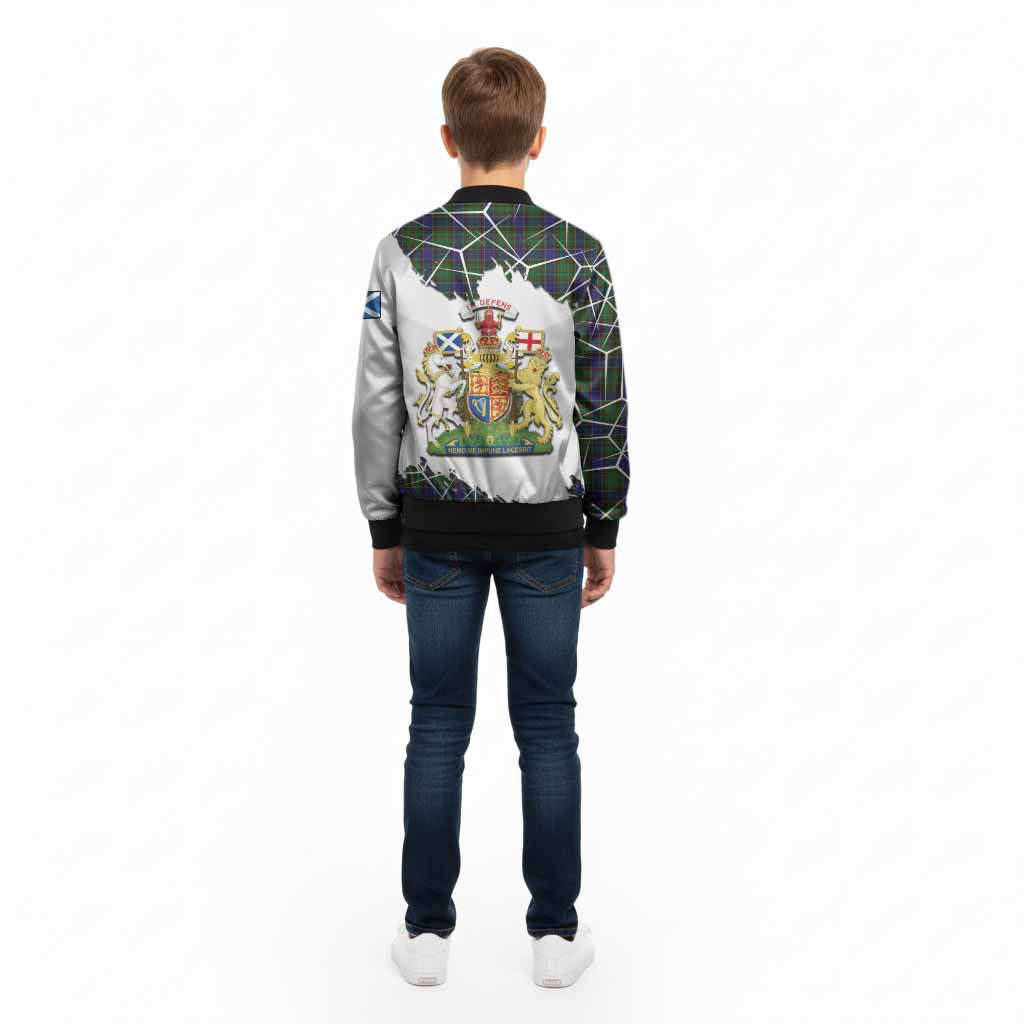 Adam Tartan Kid Bomber Jacket with Family Crest and Lion Rampant Grunge Style