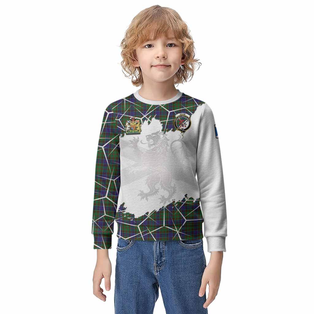 Adam Tartan Kid Knitted Sweatshirt with Family Crest and Lion Rampant Grunge Style